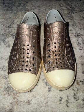 Kids Metallic Bronze Slip-On Sneakers